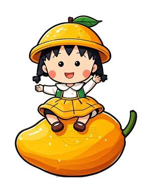 可爱樱桃小丸子水果蔬菜图案贴墙画室内餐厅冰箱行李箱车身自粘贴