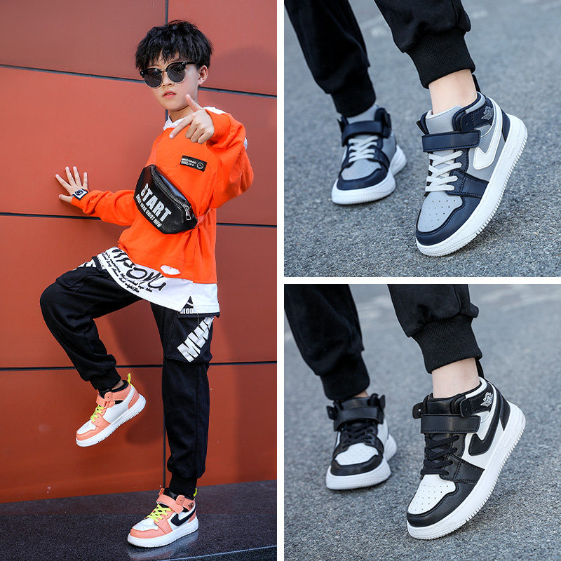 小黄鸭儿童版a鞋j男童鞋2021秋男孩空军一号板鞋中大童运动篮球鞋 - 图1