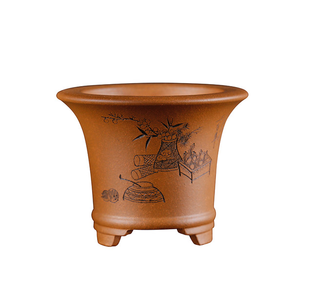 Miniature mini engraved purple sand bonsai pot