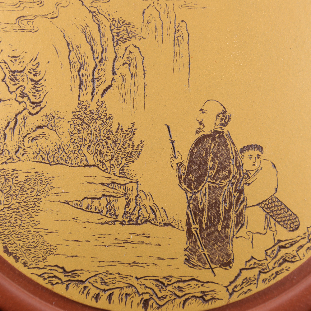 高档精品紫砂茶承茶托精细高手刻绘紫砂挂盘 款式四,淘宝优惠券,粉丝福利购,淘宝优惠卷