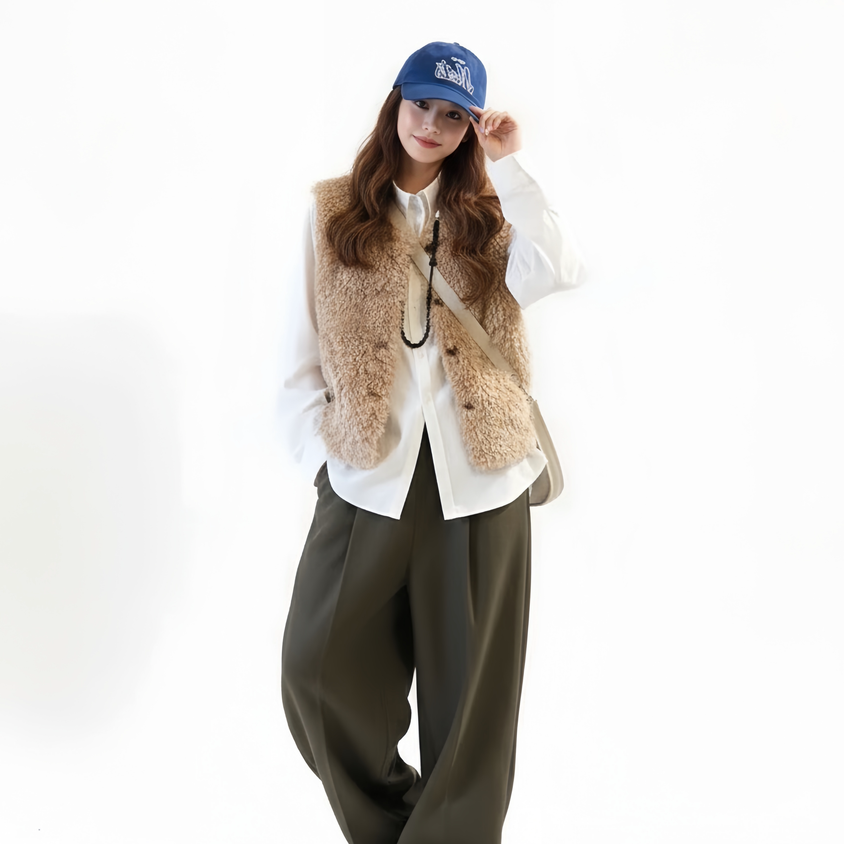 Ranwear teddy俱乐部 博主同款环葆皮草马甲羊羔毛加厚毛毛背心 - 图1