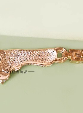 MJ轻奢饰品奢华满钻豹子项链手链套装粗链条名媛晚宴优雅首饰潮女