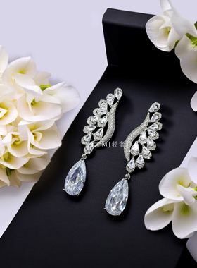 大牌巴洛克风重工高端锆石项链耳环套装新娘结婚活动首饰两件套闪
