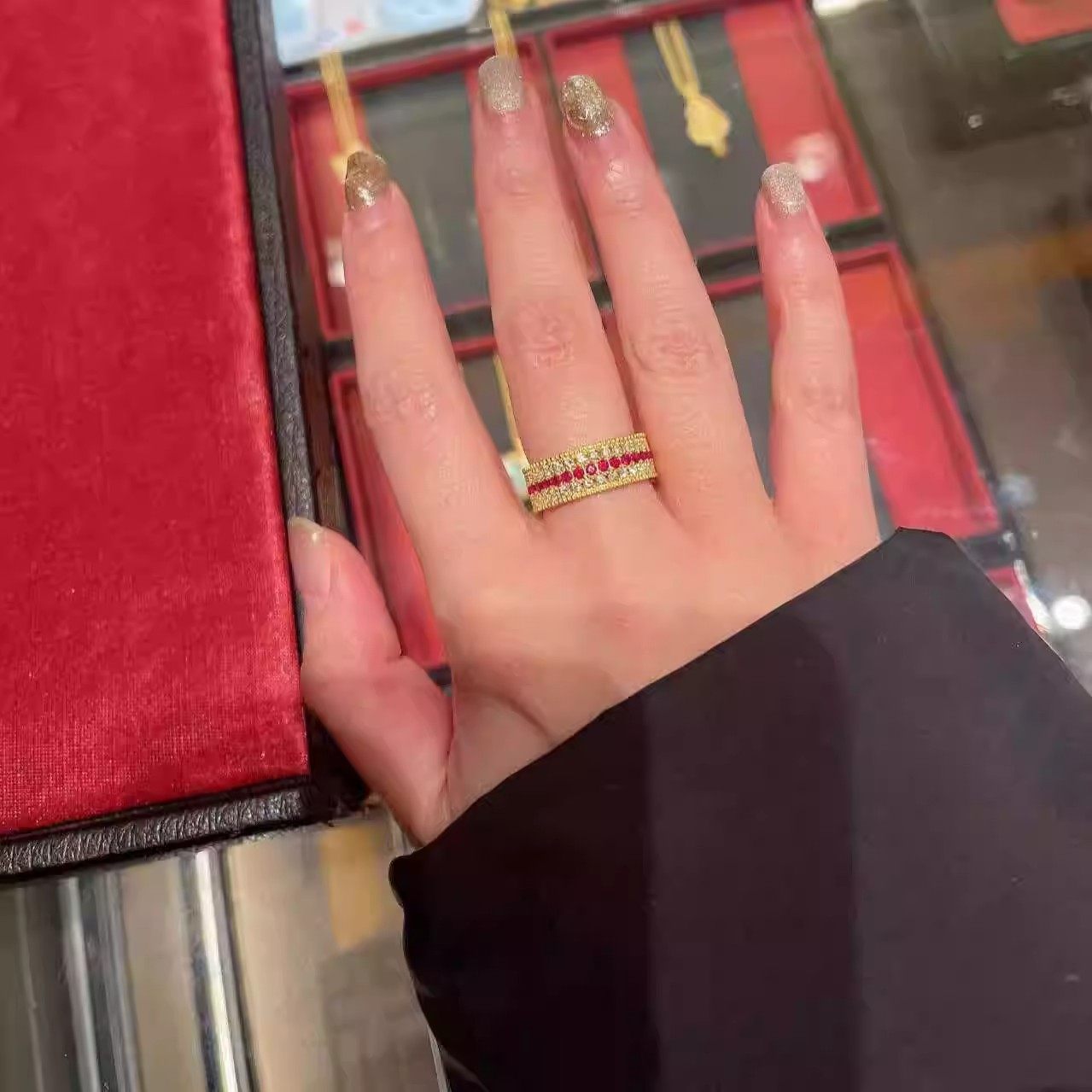 古法传承黄金包银红宝石戒指女镶钻玫瑰花窗食指戒七夕礼物送女友,淘宝优惠券,粉丝福利购,淘宝优惠卷