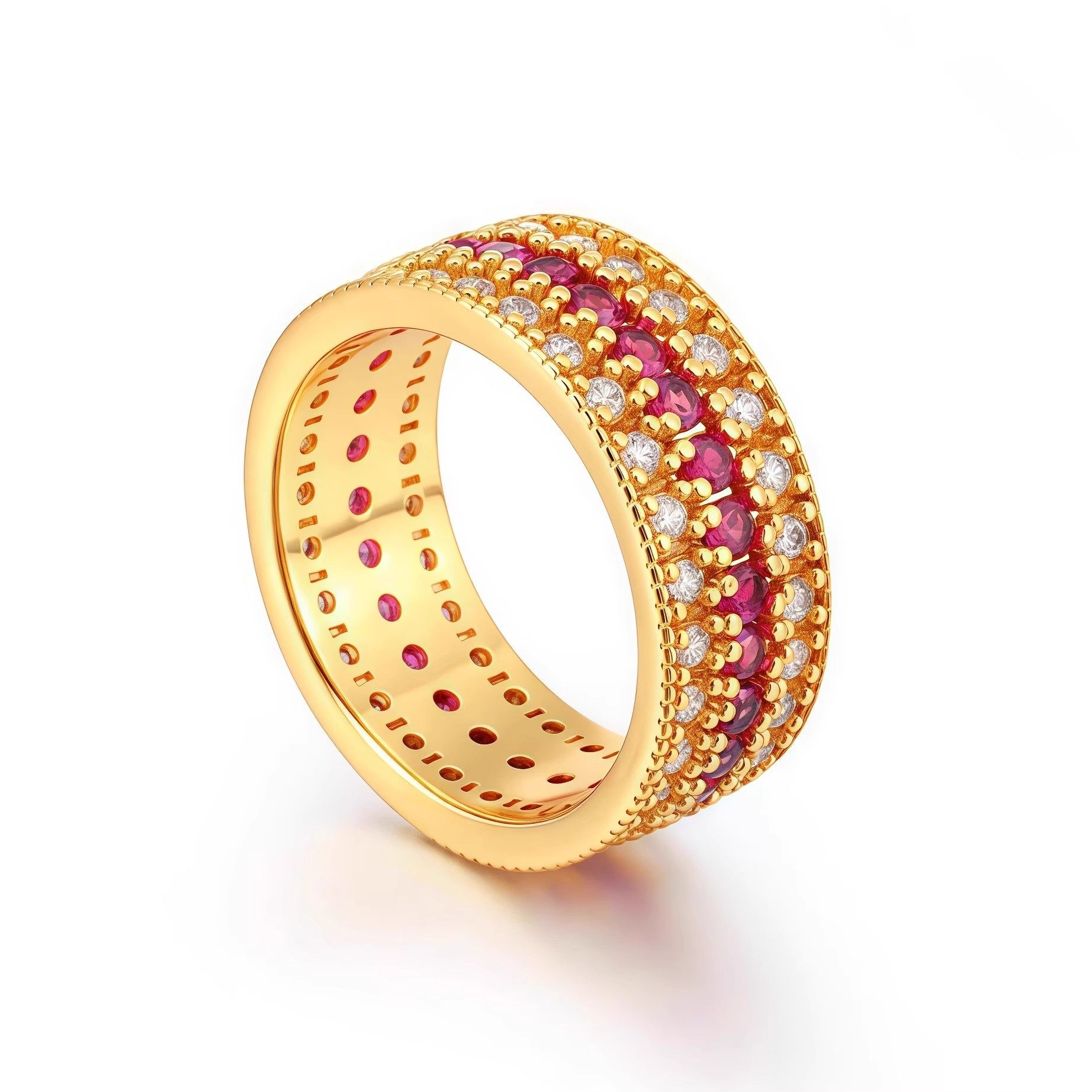 古法传承黄金包银红宝石戒指女镶钻玫瑰花窗食指戒七夕礼物送女友,淘宝优惠券,粉丝福利购,淘宝优惠卷