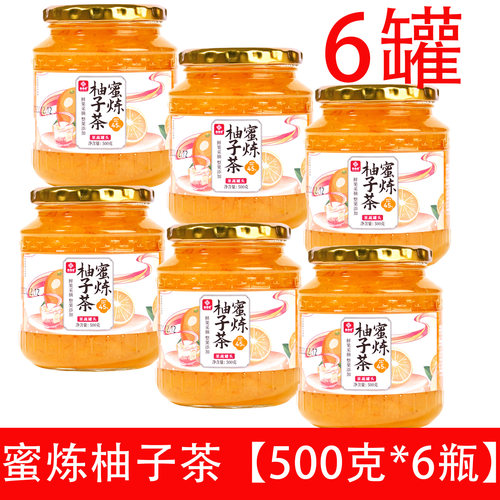6罐恒寿堂蜜炼柚子茶1000g蜜炼百香果茶500g泡水喝的水果茶柠檬茶 - 图0