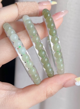 和田玉晴水渐变圆珠6mm手链手串女新中式时尚大气古典素雅简约