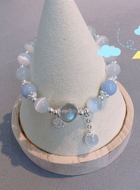 蝴蝶手链项链女ins小众设计灰月光手串diy手链学生礼物百搭