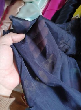 藏蓝藏青色真丝雪纺双绉桑蚕丝面料布料连衣裙丝巾高档里子140宽
