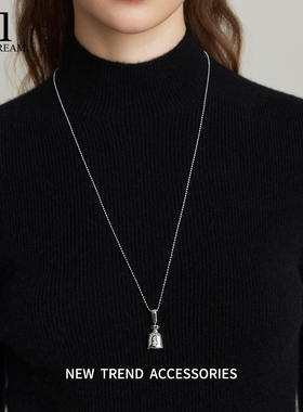 银色发财钱袋项链女轻奢小众