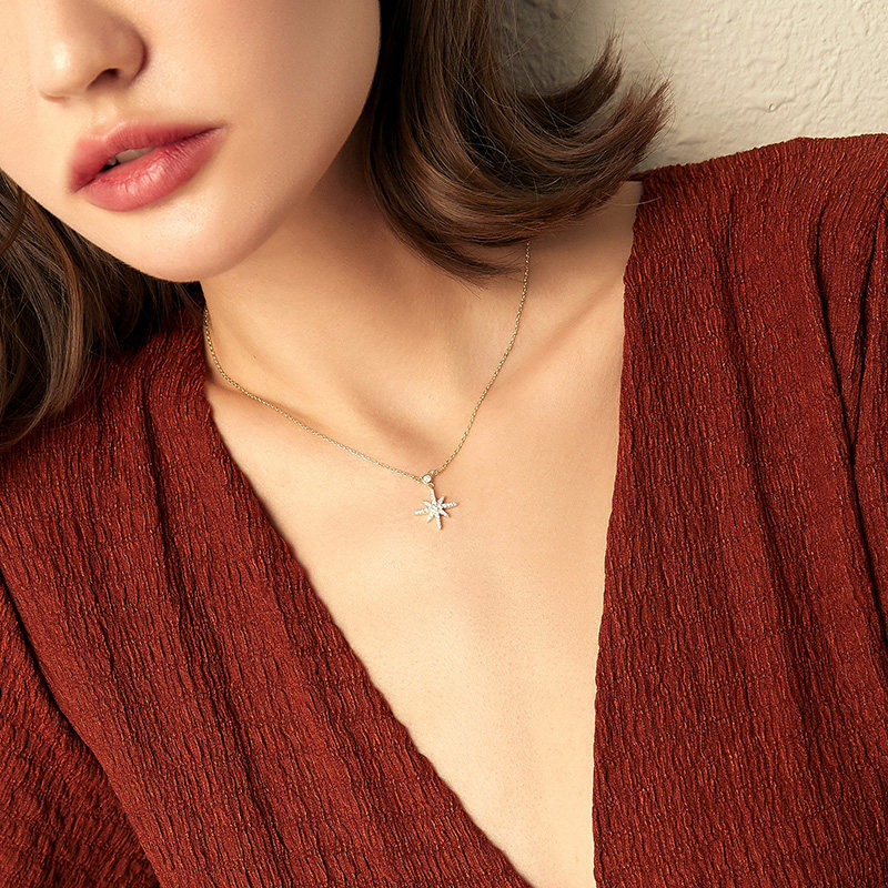 925纯银时尚六芒星女潮吊坠锁骨链 daisydream项链