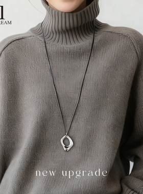 金属吊坠黑绳项链女长款高级感