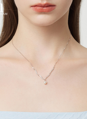 999纯银波浪珍珠项链女