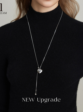 极简银色爱心吊坠项链长款可调节