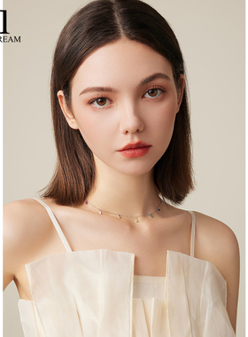 925纯银彩色锆石项链简约高级感