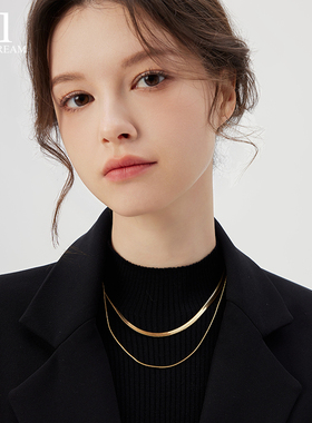 双层蛇骨链项链叠戴ins小众设计