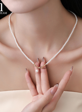 OT扣施家极细珍珠项链女