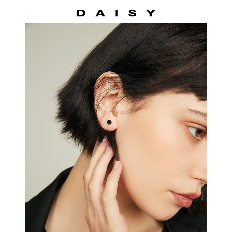 999纯银天然玛瑙女简约小巧潮耳钉 daisydream耳钉