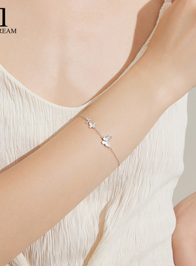 925纯银白贝母蝴蝶手链高级轻奢