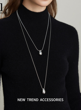 双层叠戴水滴项链女小众设计