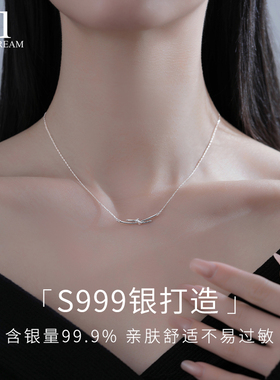 S999纯银打结项链女夏天