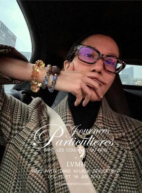 原创设计小众设计师 天然灰色月光石拉长石印度老山檀两圈手串