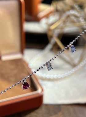 星赞轻奢珠宝S925银彩宝澳宝欧泊项链缤纷彩宝珠珠链独特精致