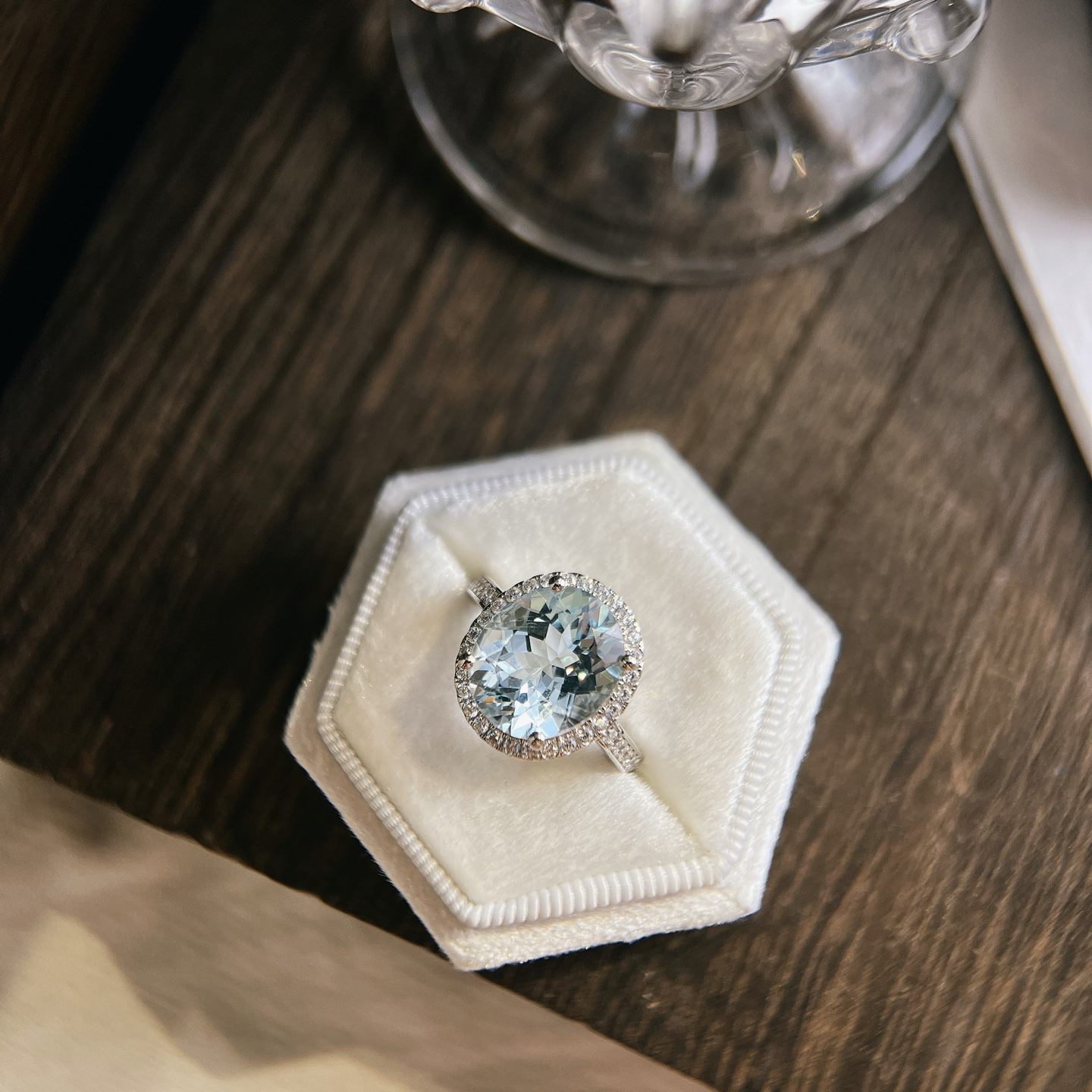 星赞轻奢珠宝S925银镶嵌约5.8克拉天然海蓝宝大主石精致日常戒指 - 图1