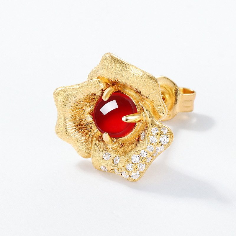 星赞轻奢珠宝925银镶天然彩色宝石花朵造型耳钉生动形象新年礼物,淘宝优惠券,粉丝福利购,淘宝优惠卷