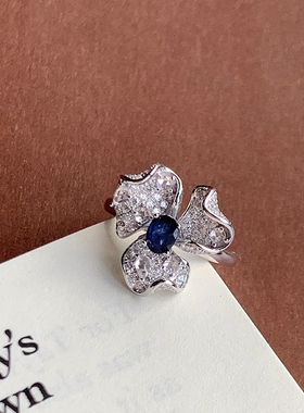 星赞天然富贵花蓝宝石戒指