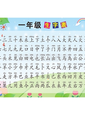 一二三四五六年级生字表墙贴纸
