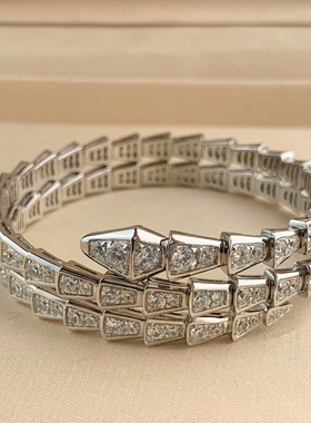 大女主气质双层蛇骨纯银超闪手镯