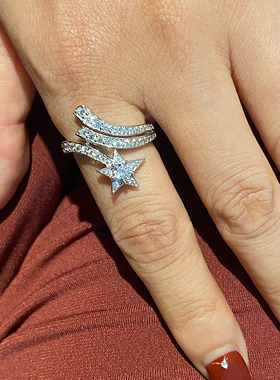 重工纯银珠宝级手镶彗星戒指