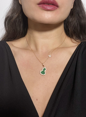 重工国风翡翠绿葫芦如意项链