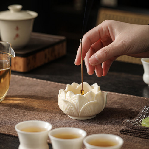 象牙果莲花线香插座创意小香炉家用室内香器线香香托茶桌檀香薰炉 - 图2