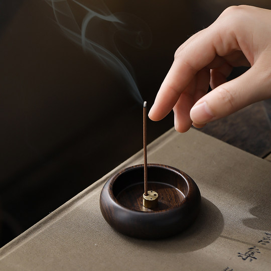 黑檀木多孔线香炉檀香香薰炉家用室内熏香花梨实木小香插香座香托