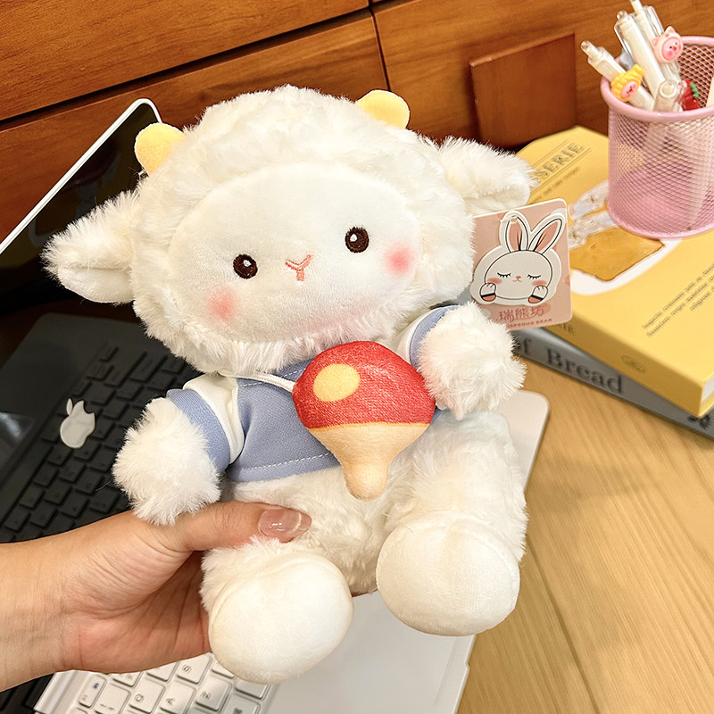 Cartoon sports style small woolen doll football lamb bag keychain hanging decoration trendy toy bag hanging exquisite gift
