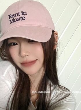 Double inin 时髦韩系刺绣字母棒球帽女软顶显脸小鸭舌帽