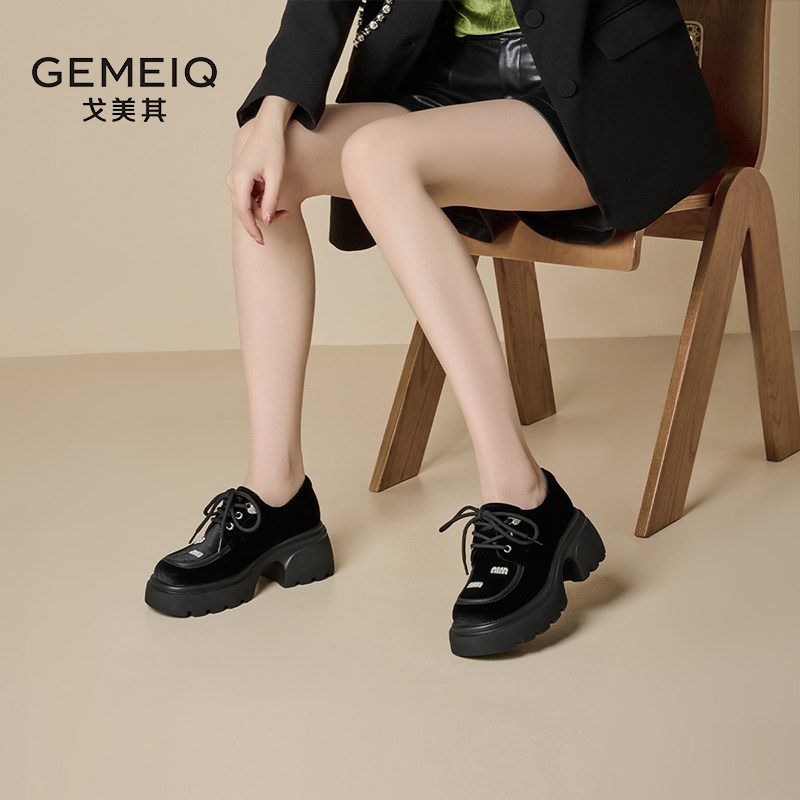 戈美其玛丽珍鞋女春季新款网红超火小个子松糕底小皮鞋乐福鞋,淘宝优惠券,粉丝福利购,淘宝优惠卷
