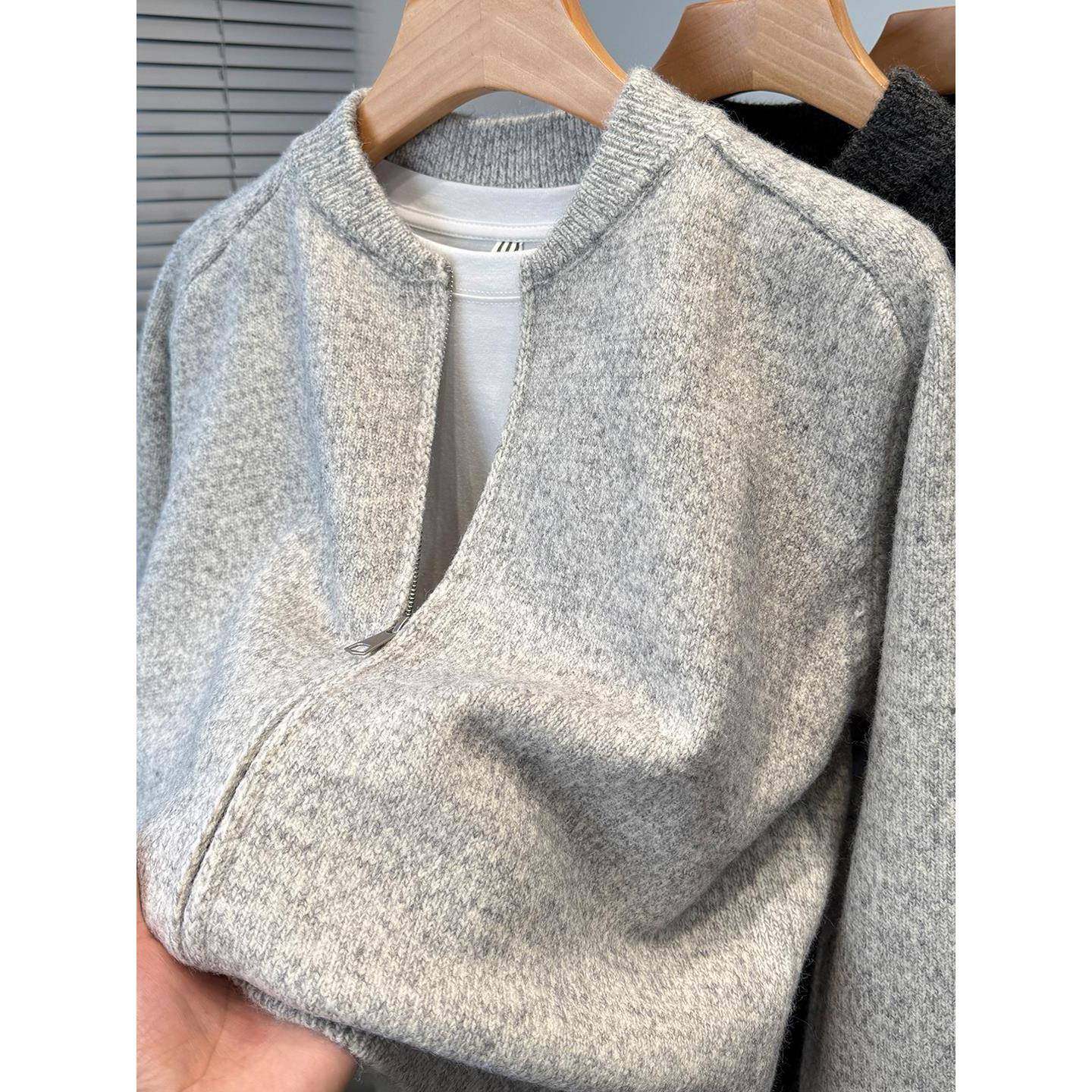 Mostarsea~秋冬棒球领针织开衫外套男高级感休闲加厚青年外搭毛衣,淘宝优惠券,粉丝福利购,淘宝优惠卷