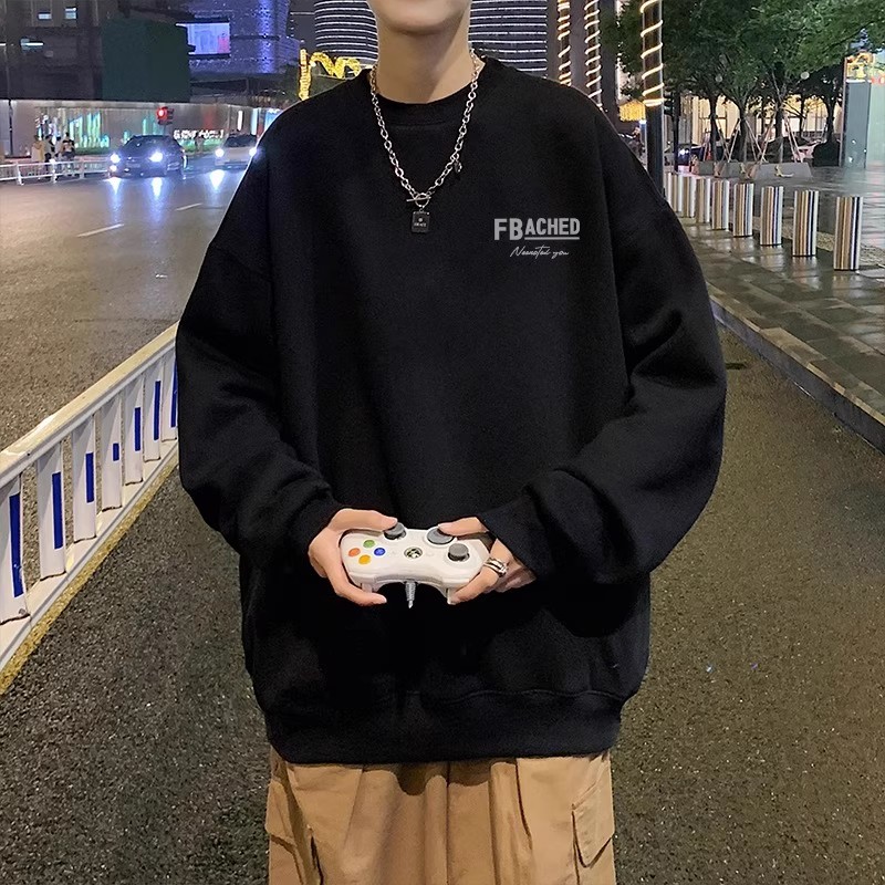 重磅纯棉早秋冬美式圆领加厚潮牌长袖卫衣男女字母加绒学生上衣服 - 图3