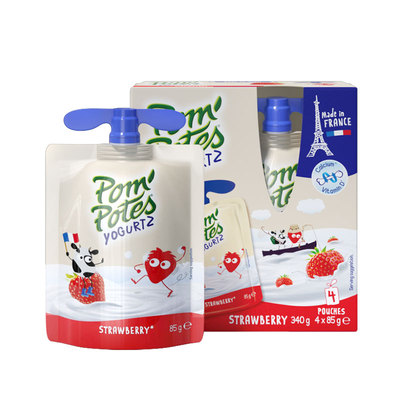 法优乐儿童酸奶法国原装进口宝宝常温零食草莓0糖酸酸乳85g*4袋