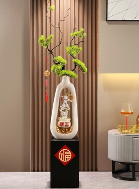 入户玄关屏风大型花瓶乔迁开业