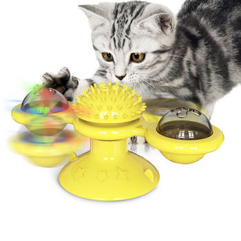 ສັດລ້ຽງຂາຍຮ້ອນ windmill cat toy cat turntable ສ້າງສັນ cat teasing molar stick ອັດຕະໂນມັດ cat teasing toy