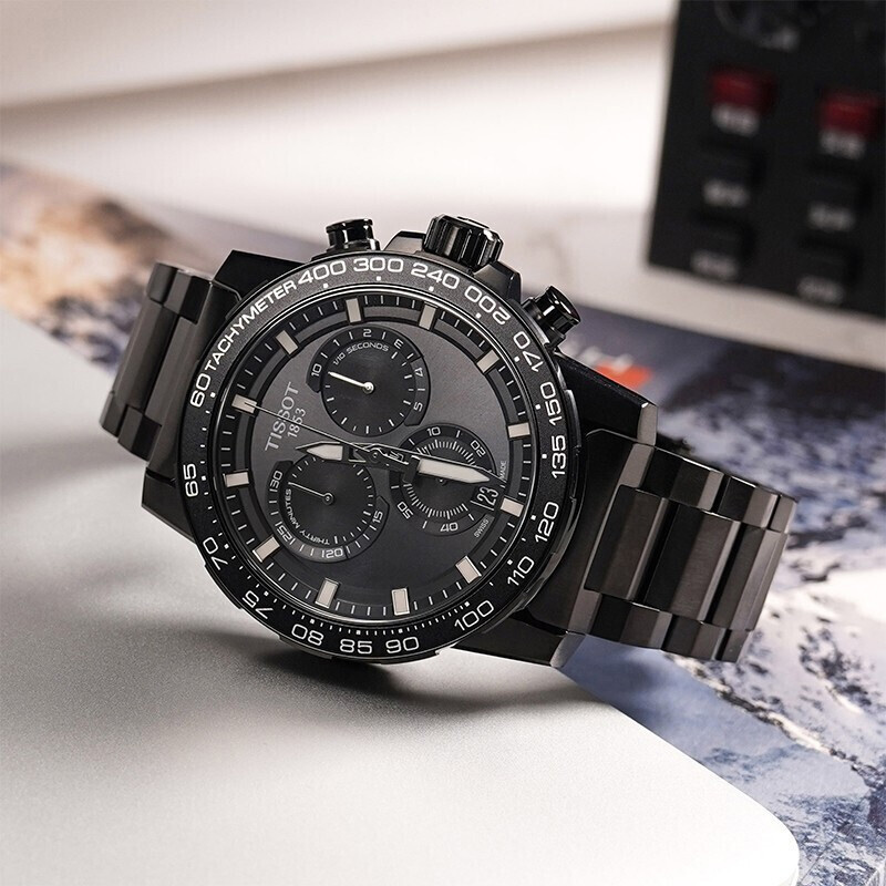 天梭速敢男黑武士精钢运动石英男表 威皓海外瑞士腕表