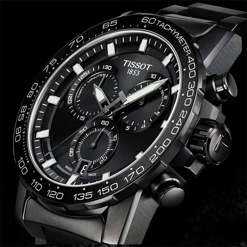 天梭速敢男黑武士精钢运动石英男表 威皓海外瑞士腕表