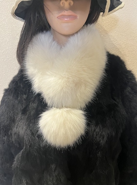 韩版秋冬狐狸毛大毛球磁吸围巾