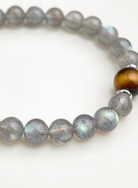 MoreSuitable蓝月光石透感天然石水晶手链女虎眼石海蓝宝A++手串