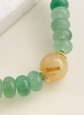 MoreSuitable天然石绿东陵玉新中式水晶手串森系清新百搭轻奢手饰