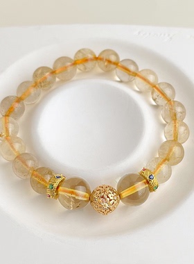 MoreSuitable高品金发晶天然石新中式黄发晶原创手链文艺手饰